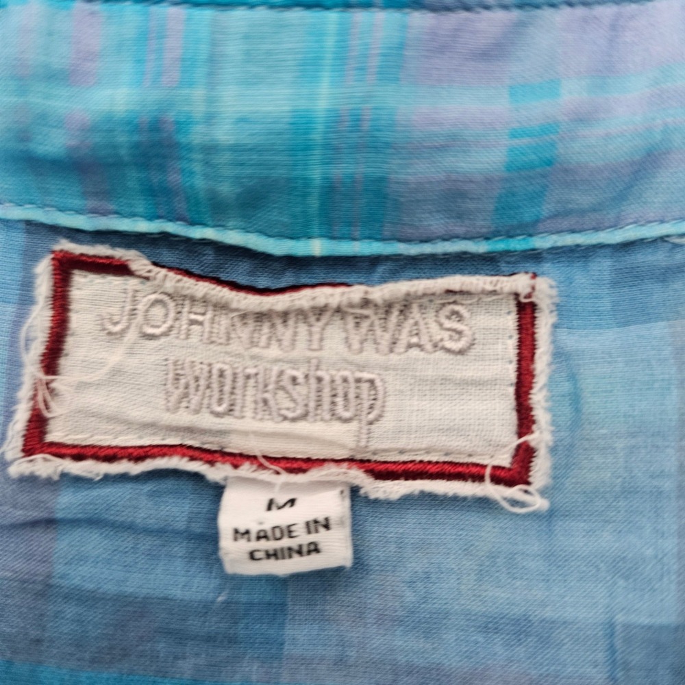 Johnny Was Blue Embroidered Button-Down Shirt - Picture 6 of 13